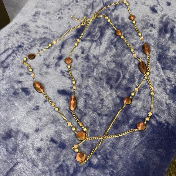 Set of 2 Beads & Metal Necklaces Purple Bronze - Picture 2 of 7